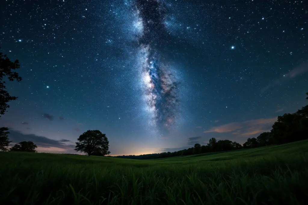 A beautiful first person view looking straight up at the Milky Way from the ground demonstrating how to find the zenith the point directly overhead